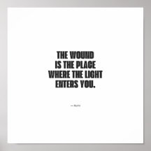 Minimalistisk Rumi-citat Poster - Såret är den Pl