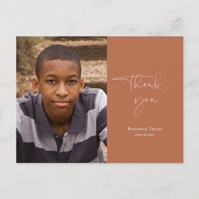 Minimalistisk Rust Studenten Tack med foto Vykort (Framsida)
