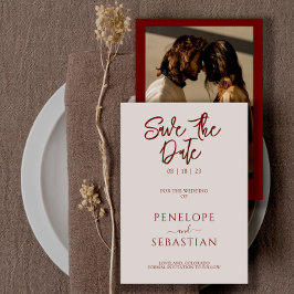 Minimalistisk Rust Terracotta Modern Photo Bröllop Spara Datumet