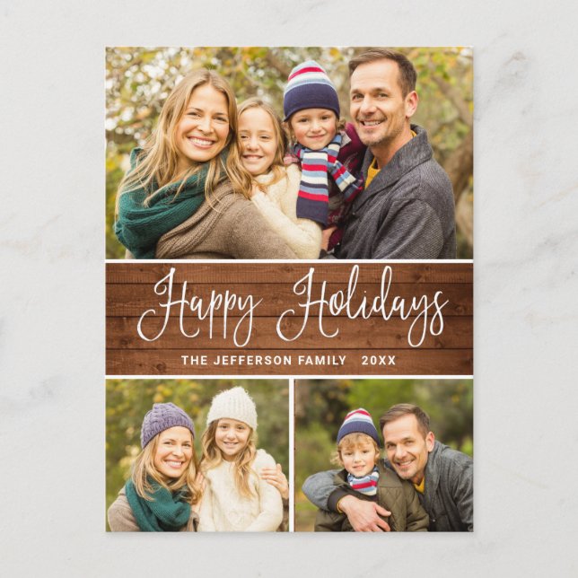 Minimalistisk Rustic 3 PHOTO-Helgdag Boho Vykort (Framsida)