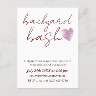 Minimalistisk Rustic Backyard Bash Houseuppvärmnin Vykort