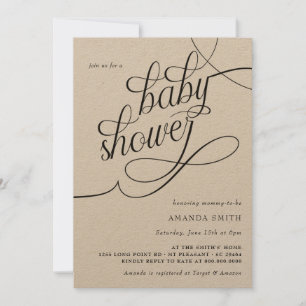 Minimalistisk Rustic Boho Neutral Baby Shower Inbjudningar