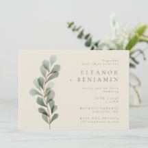 Minimalistisk Rustic Botanical Grey Bröllop