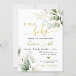 Minimalistisk Rustic Eucalyptus Greenery Baby Show Inbjudningar