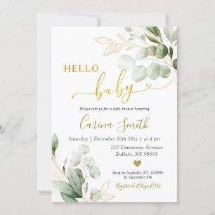Minimalistisk Rustic Eucalyptus Greenery Baby Show Inbjudningar