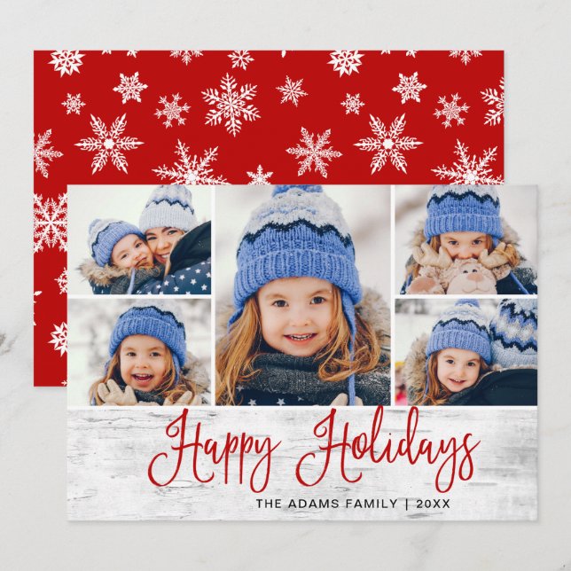 Minimalistisk Rustic God jul 5-FOTOS Julkort (Fram/baksida)