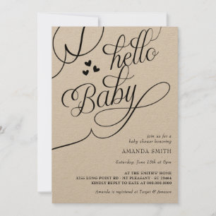 Minimalistisk Rustic Kön Neutral Hej Baby Shower Inbjudningar