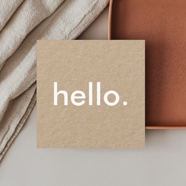 Minimalistisk Rustic Kraft-Hej Fyrkantigt Visitkort (Skapare uppladdad)