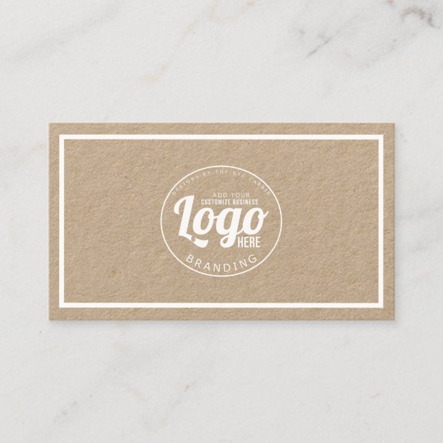 Minimalistisk Rustic Kraft White Gräns Logotyp Visitkort (Framsida)