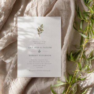 Minimalistisk Rustic Olive Gren Bröllop Inbjudningar