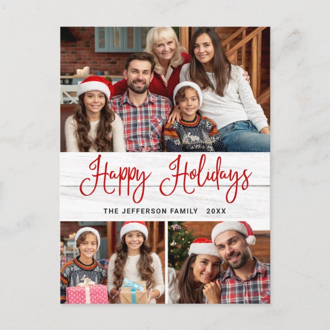 Minimalistisk Rustik 3 PHOTO-Helgdag Vykort (Framsida)