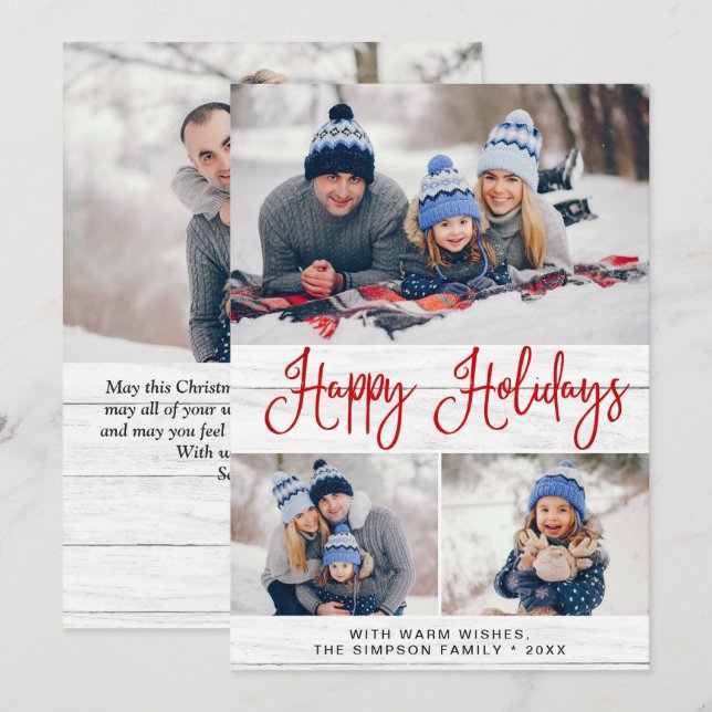 Minimalistisk Rustik 4 PHOTO-jul Hälsning Julkort (Fram/baksida)