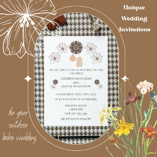 Minimalistisk rustik blomster boho bröllopsinbjuda inbjudningar