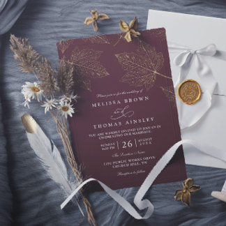 Minimalistisk Rustik Förgylld Lönn Elegant Bröllop Inbjudningar