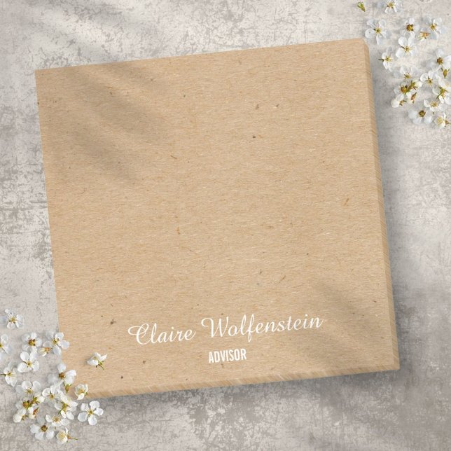 Minimalistisk Rustik Kraft Skript Personlig Post-it Block (Minimalist Rustic Kraft Script Personalized Post-it Notes)