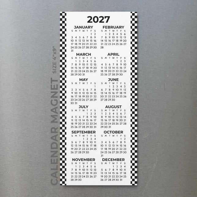 Minimalistisk Rutig 2027 Magnetisk Kalender  (Skapare uppladdad)