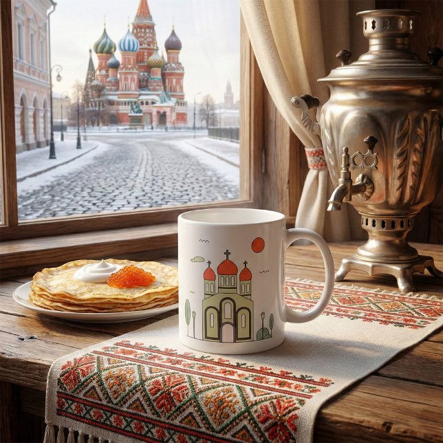 Minimalistisk rysk-ortodox kyrka  kaffemugg (Skapare uppladdad)