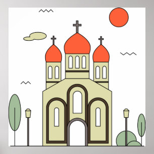 Minimalistisk rysk-ortodoxa kyrka poster