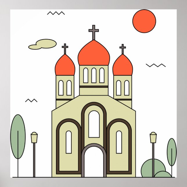 Minimalistisk rysk-ortodoxa kyrka poster (Framsidan)