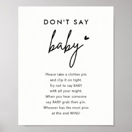 Minimalistisk säg inte babyskylt för babykläder poster