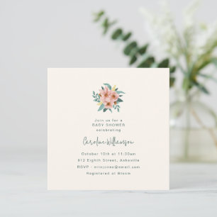 Minimalistisk Sage Blommig Elegant Trädgårds Baby Inbjudningar