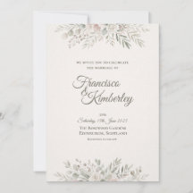 Minimalistisk Sage Blommig Kvist Bröllopsinbjudan