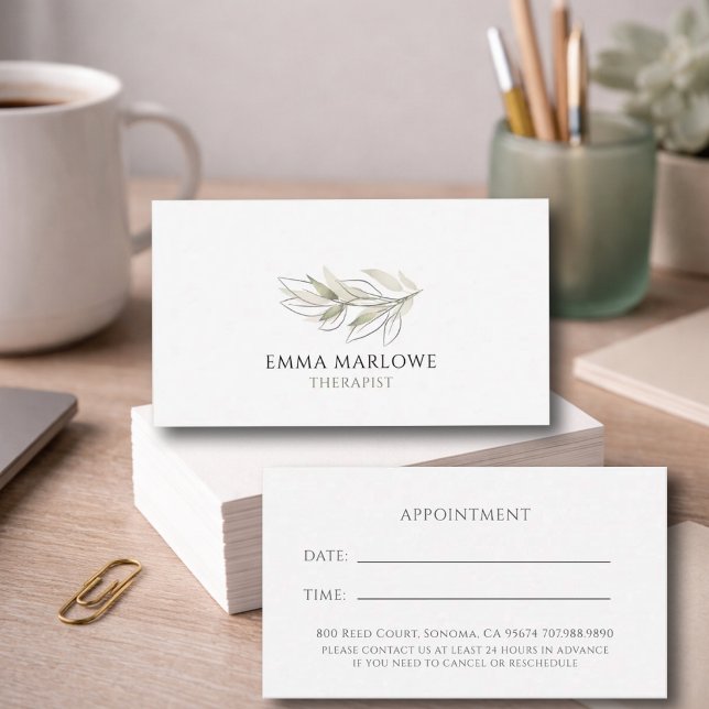 Minimalistisk Sage Botanisk Livscoach-möte Visitkort (Skapare uppladdad)