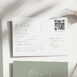 Minimalistisk Sage Bröllops RSVP-kod QR-kod OSA Kort