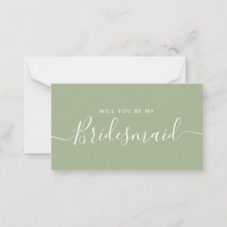 Minimalistisk Sage Grönt Bridesmaid Frieri Anteckningskort