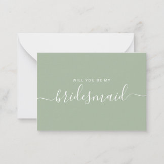 Minimalistisk Sage Grönt Bridesmaid Frieri Anteckningskort