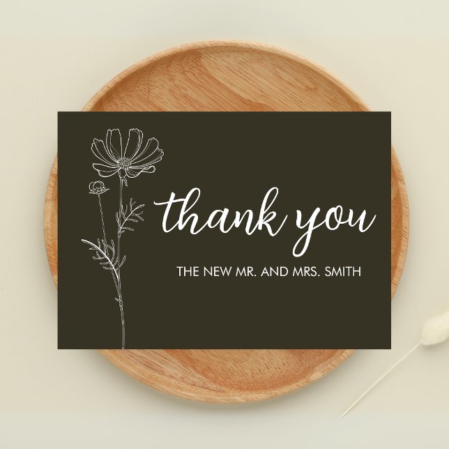 Minimalistisk Sage Grönt Bröllop Tack Kort (Sage Green Minimalist Wedding Thank you Card)