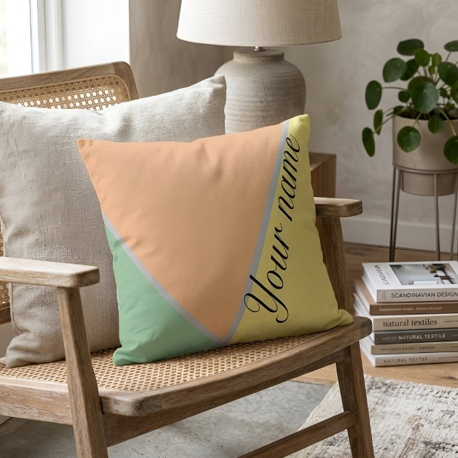 Minimalistisk Sage & Persika Färgblock Anpassat Na Kudde (Skapare uppladdad)