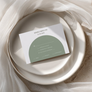 Minimalistisk Sagegrön Båge Måltidsval RSVP-kort OSA Kort
