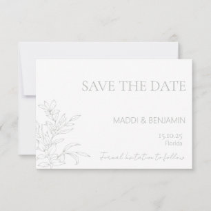 Minimalistisk Sagegrön Blommig Spara Datum-kort OSA Kort