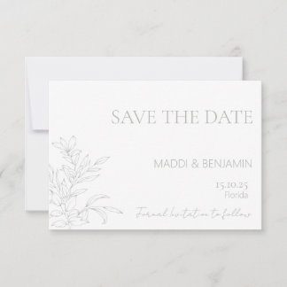 Minimalistisk Sagegrön Blommig Spara Datum-kort OSA Kort