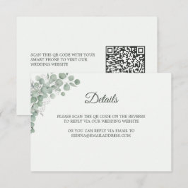 Minimalistisk Sagegrön Eukalyptus Bröllops QR-kod Tilläggskort
