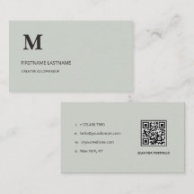 Minimalistisk Saggrön Företagsmonogram QR-kod