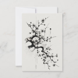 Minimalistisk Sakura-bläckblomma Tack Kort