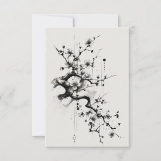 Minimalistisk Sakura-bläckblomma Tack Kort