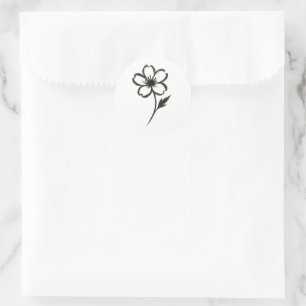 Minimalistisk Sakura - Blommar för Bläck-Brush Che Runt Klistermärke