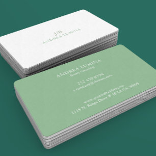 Minimalistisk Salggrön Vit Reversibla Färger Visitkort