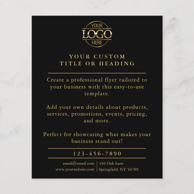 Minimalistisk säljfrämjande Logotyp för svarta och Flygblad (Framsidan)