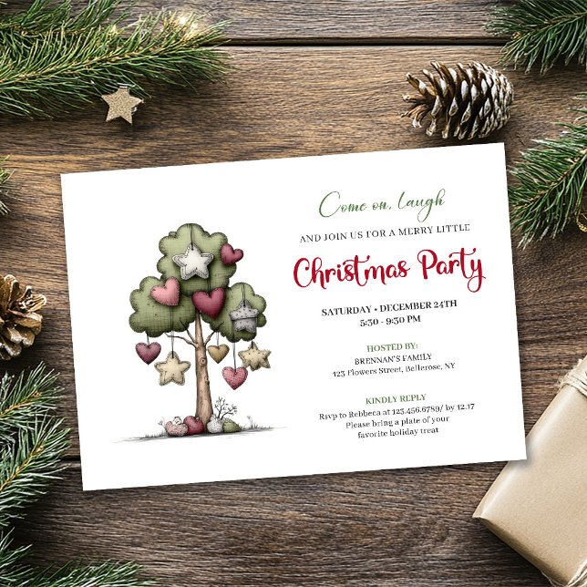 Minimalistisk sällsam julgran julfest inbjudan (Minimalist quirky tree Christmas party invitation

)