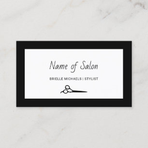 Minimalistisk salon Plain Black and White Scissors Visitkort