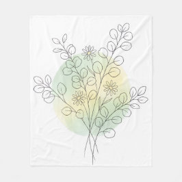 Minimalistisk Salvia Blommig Eukalyptus Tusensköna Fleecefilt