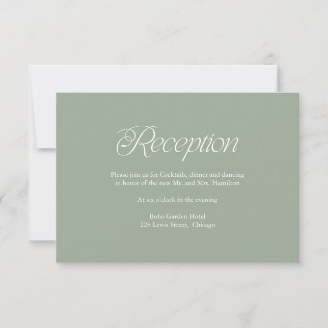 Minimalistisk Salvia Bröllopsreception Infogningsk OSA Kort (Framsida)