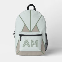 Minimalistisk salvia grön geometrisk monogram rygg
