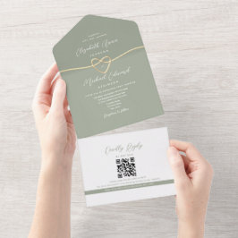 Minimalistisk Salvia Grön QR-kod Bröllop