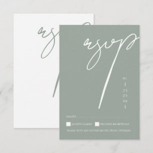 Minimalistisk salvia grön script typografi bröllop OSA kort