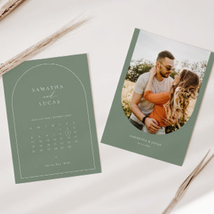 Minimalistisk salvia valv fotokalender Spara datum Inbjudningar